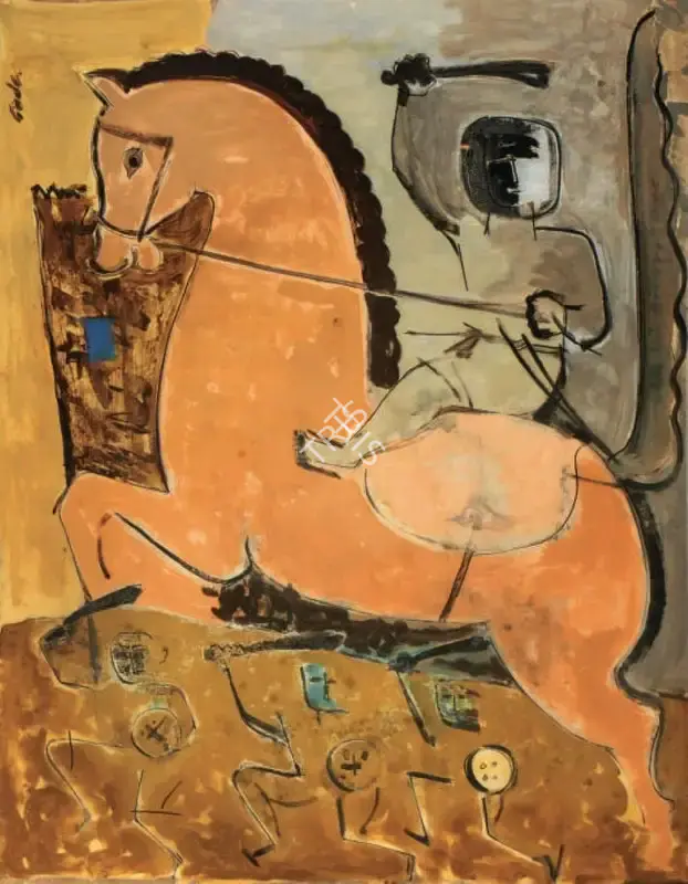 H.A. Gade (Artist), Horse and Rider, Painting