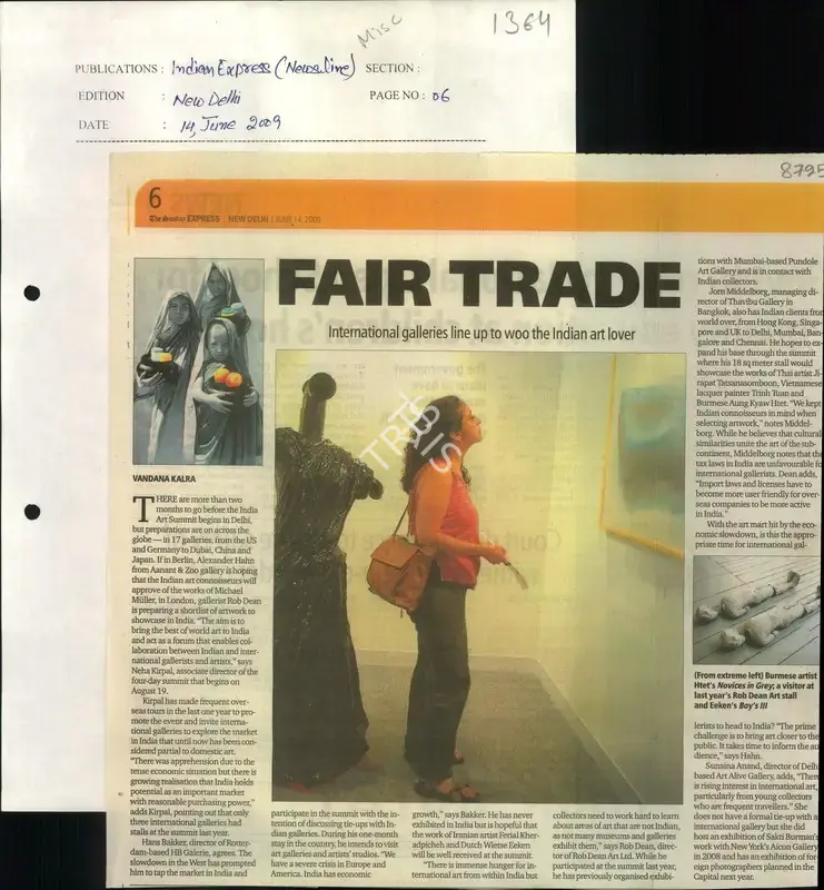 Vandana Kalra (Reporter), Fair Trade, 2009, Newspaper Clipping