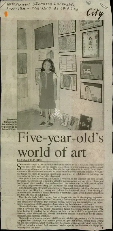 Five-Year-Old's World of Art, 2003, Newspaper Clipping