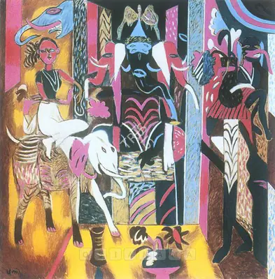 Subramanyan, K.G. (Artist). Mask, Icon, Mount, Mascot, 2000 | Painting, Sa.Onl/02.12.04, 2000