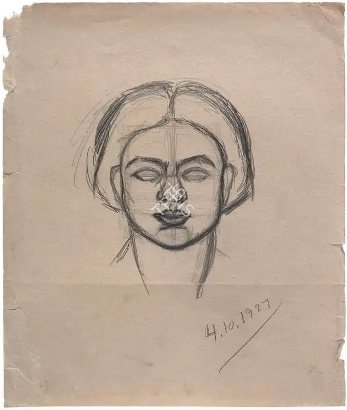 Amrita Sher-Gil (Artist), Self-Portrait, 1927, Drawing