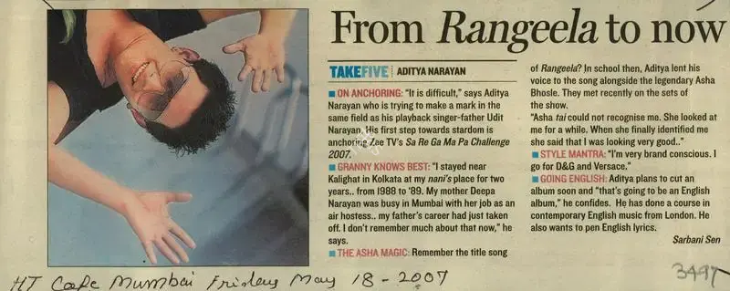 Sarbani Sen (Reporter), From Rangeela to Now, 2008, Newspaper Clipping