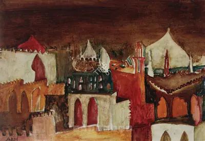 Anjolie Ela Menon (Artist), Lucknow, 1965, Painting