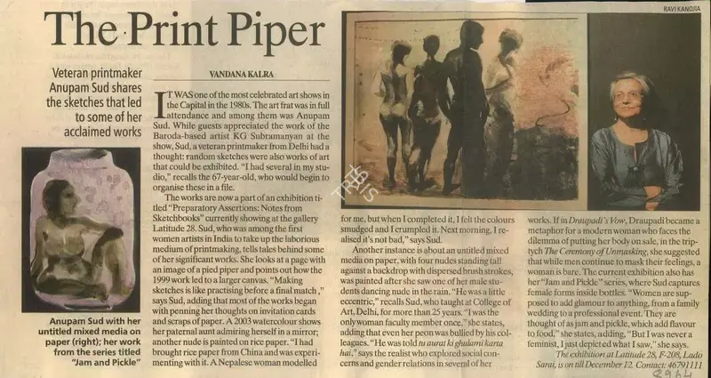Vandana Kalra (Reporter), The Print Piper, 2011, Newspaper Clipping