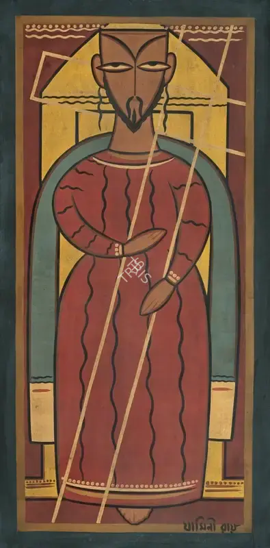 Jamini Roy (Artist), Christ with Cross, 1951, Painting