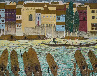 Bendre, N.S. (Artist). Kashmir Landscape, n.d. | Painting, Pu.Mum/18.11.21, 2021 · Pundole