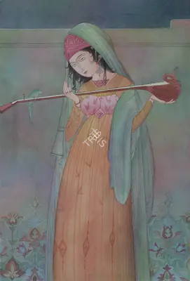Chughtai, M.A.R. (Artist). Untitled (Lady with Veena), Mid 1940s | Painting, Ch.Lon/10.06.15, 2015 · Christie's
