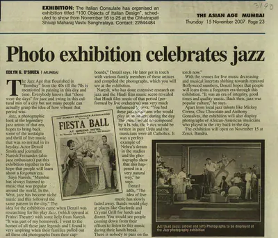 Edlyn G. D'Souza (Reporter), Photo Exhibition Celebrates Jazz, 2007, Newspaper Clipping