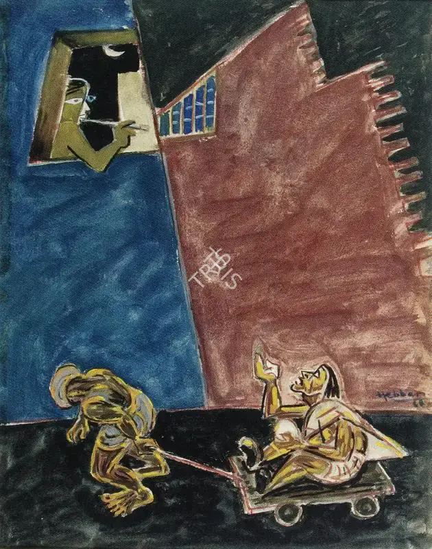 K.K. Hebbar (Artist), Paisa, 1960, Painting