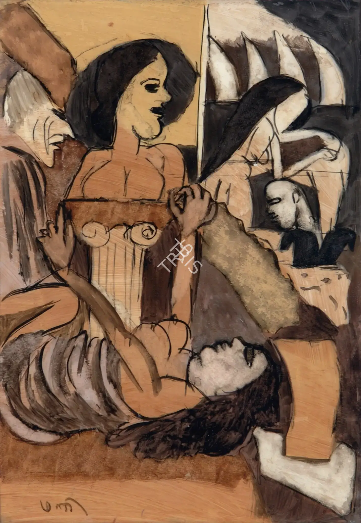 K.G. Subramanyan (Artist), Untitled, 1955, Painting
