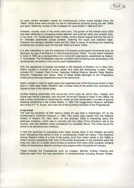 Meenakshi Thirukode (Reporter), The Aura Around Indian Art, 2008, Newspaper Clipping