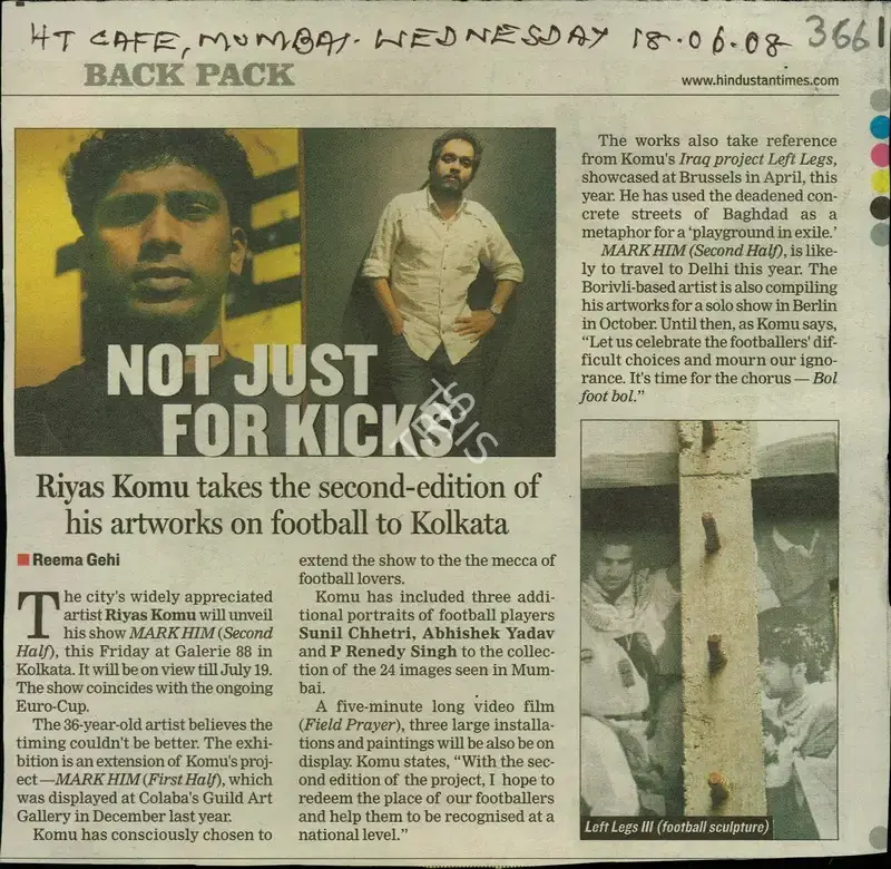 Reema Gehi (Reporter), Not Just for Kicks, 2008, Newspaper Clipping