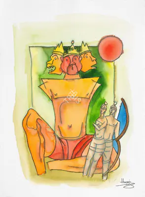 M.F. Husain (Artist), Hanuman, Painting