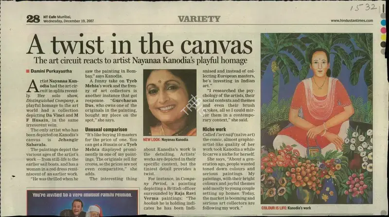 Damini Purkayastha (Reporter), A Twist in the Canvas, 2007, Newspaper Clipping