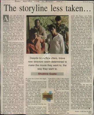 Shubhra Gupta (Reporter), The storyline less taken…, 2005, Newspaper Clipping