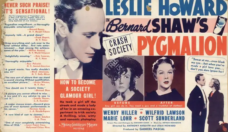 Leslie Howard (Director), Pygmalion, 1939, Handbill