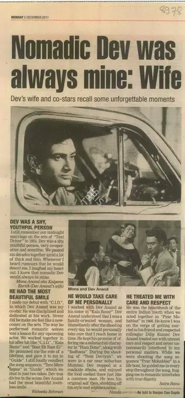Saira Banu (Writer), Nomadic Dev Was Always Mine; Wife, 2011, Newspaper Clipping