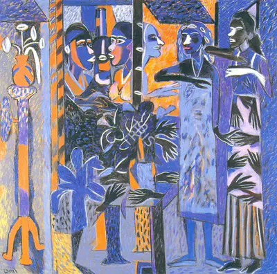 Subramanyan, K.G. (Artist). Buss Cola And The Beauty Queens, 2000 | Painting, Sa.LoA/21.09.01, 2000