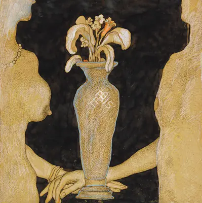 Jogen Chowdhury (Artist), The Grey Vase, 1976, Painting