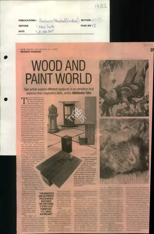 Abhilasha Ojha (Reporter), Wood and Paint World, 2009, Newspaper Clipping