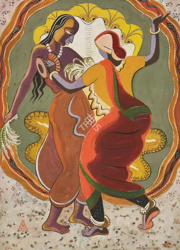 K.K. Hebbar (Artist), Nagamandala Study, 1950, Painting