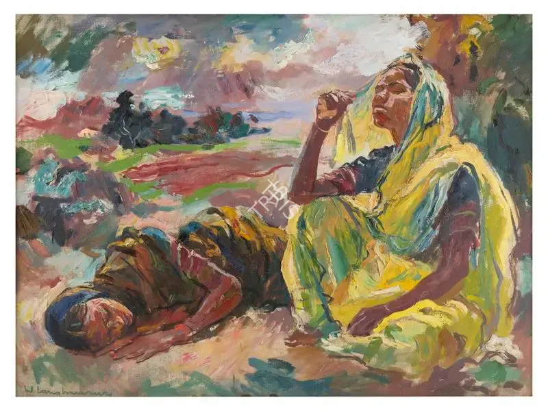 Walter Langhammer (Artist), Rest, 1950, Painting