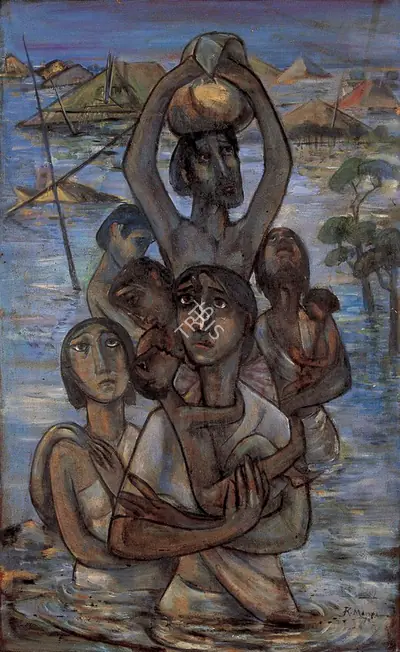 Rathin Maitra (Artist), Flood, 1970, 1978, Painting