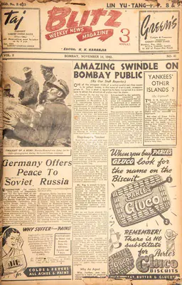 R.K. Karanjia (Editor), Blitz, 1942, Magazine