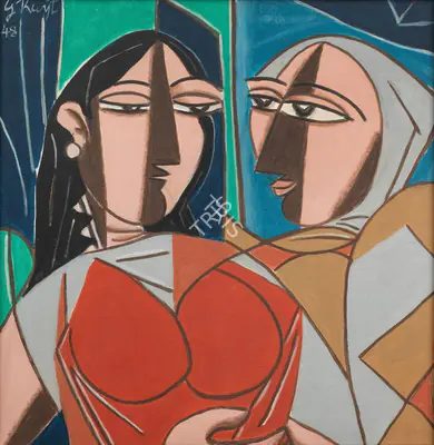 George Keyt (Artist), Maya and Radha, 1948, Painting