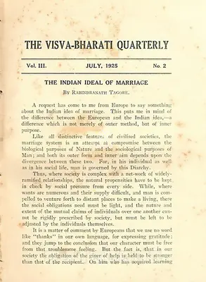 Rabindranath Tagore (Editor), Visva-Bharati Quarterly, 1925, Journal