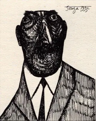 F.N. Souza (Artist), Six Gentleman of our Times, 1955, Drawing