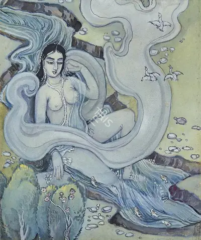 Ramgopal Vijaiwargiya (Artist), Meghdoot, 1980, Painting