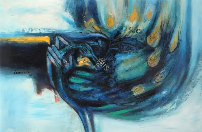 Laxman Pai (Artist), Peacock, 1974, Painting