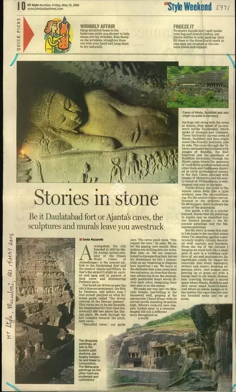Sonia Nazareth (Writer), Stories in Stone, 2006, Newspaper Clipping