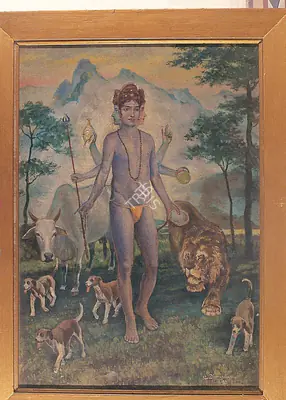 M.V. Dhurandhar (Artist), Dattatreya, Vishnu as Trinity, 1943, Painting