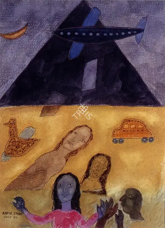 Arpita Singh (Artist), Pyramid, 1984, Painting