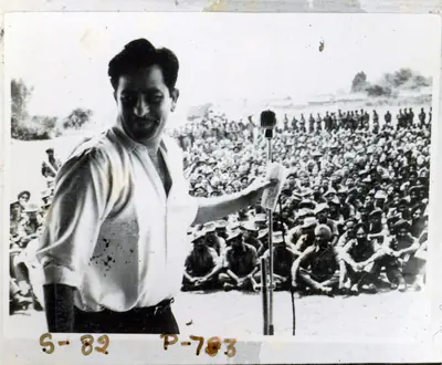 Unknown (Photographer). Raj Kapoor addressing an audience. | Photographic Still | CinemaEducation | 00749409