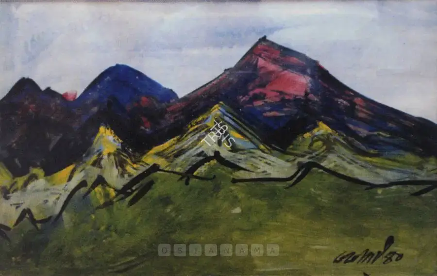 Gopal Ghose (Artist), Mountains, 1980, Painting