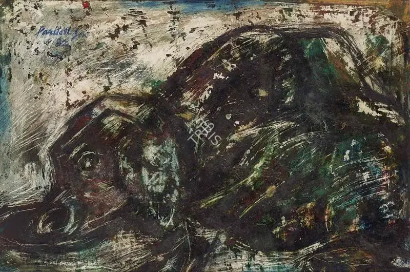 Paritosh Sen (Artist), Dog drinking, 1982, Painting