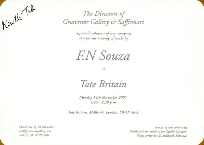 F.N. Souza (Artist), Works by F.N Souza, 2005, Solo Exhibition Invitation