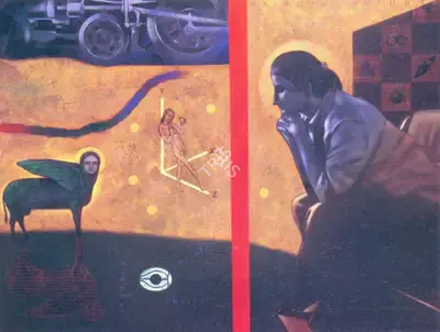 Baiju Parthan (Artist), Rainbow Bridge-Vicissitudes Of Knowledge, 2001, Painting