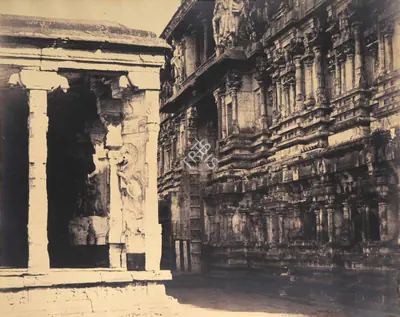 Capt. Linnaeus Tripe (Photographer), The inner Facade of the gateway of the East Gopuram, 1858, Antiquarian Photograph