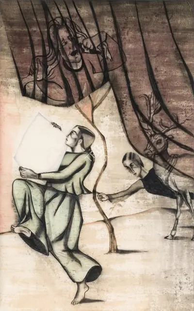 Anju Dodiya (Artist), Marching with Mirrors, 2020, Painting