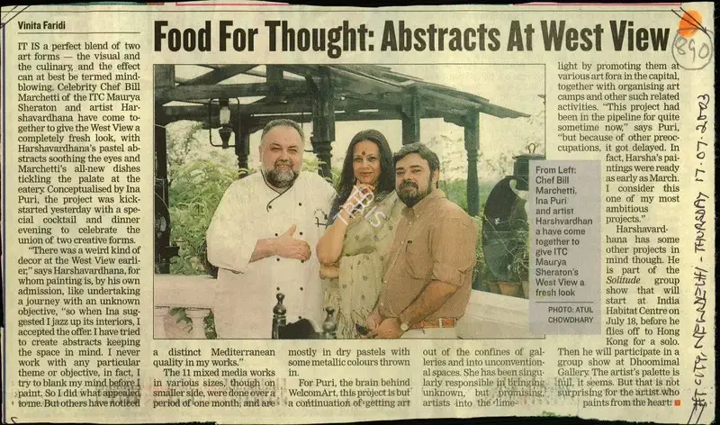 Vinita Faridi (Reporter), Food for Thought, 2003, Newspaper Clipping