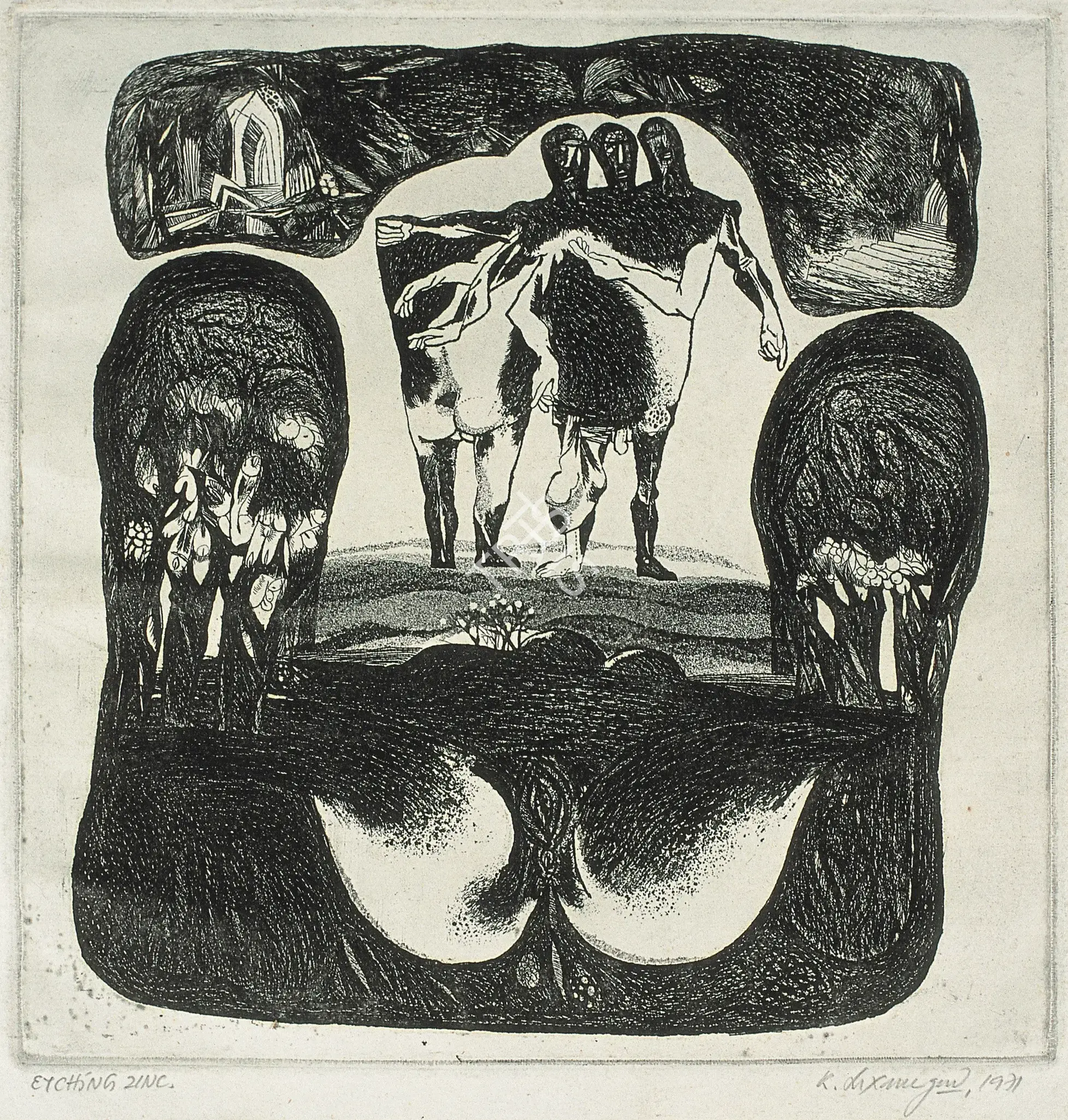 K. Laxma Goud (Artist), Untitled, 1971, Graphic Art
