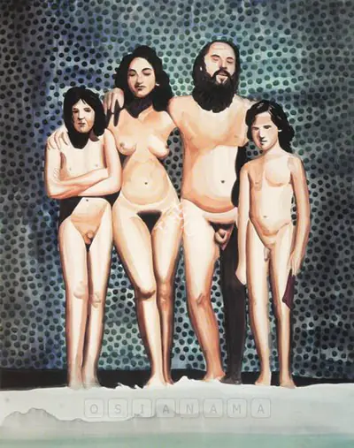 Shibu Natesan (Artist), Hippi Family, 2005, Painting