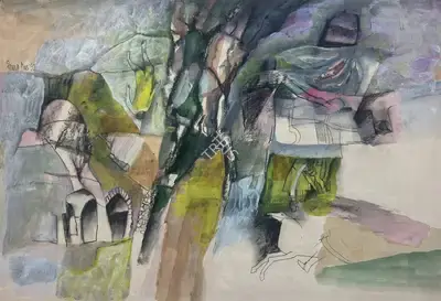 Arup Das (Artist), Untitled (Abstract Landscape), 1992, Painting