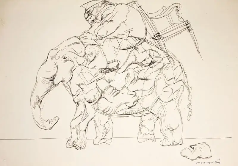 A. Ramachandran (Artist), Untitled (Elephant), 1976, Painting