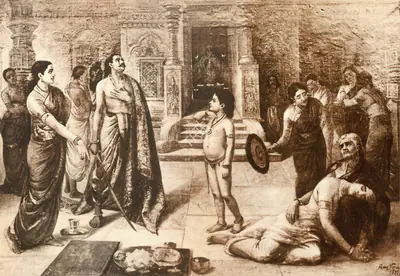 Raja Ravi Varma (Artist), Mohini and Rugmangoda, 1899, Painting