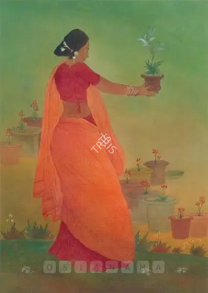 Chughtai, M.A.R. (Artist). Flower Gatherer, n.d. | Painting, So.NeY/19.03.08, 2008 · Sotheby's